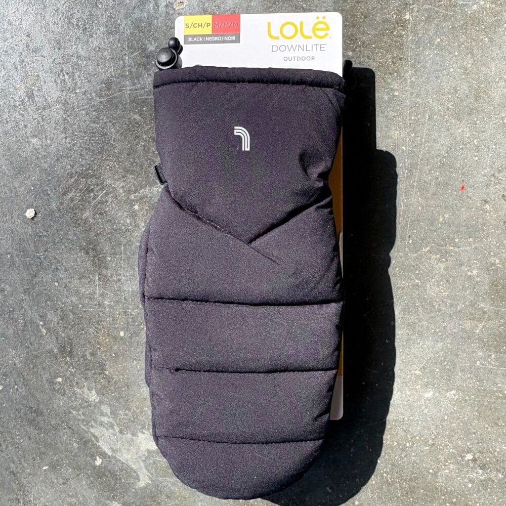 LOLE Women's Down Puffer Mittens Black Medium Insulated New With Tags